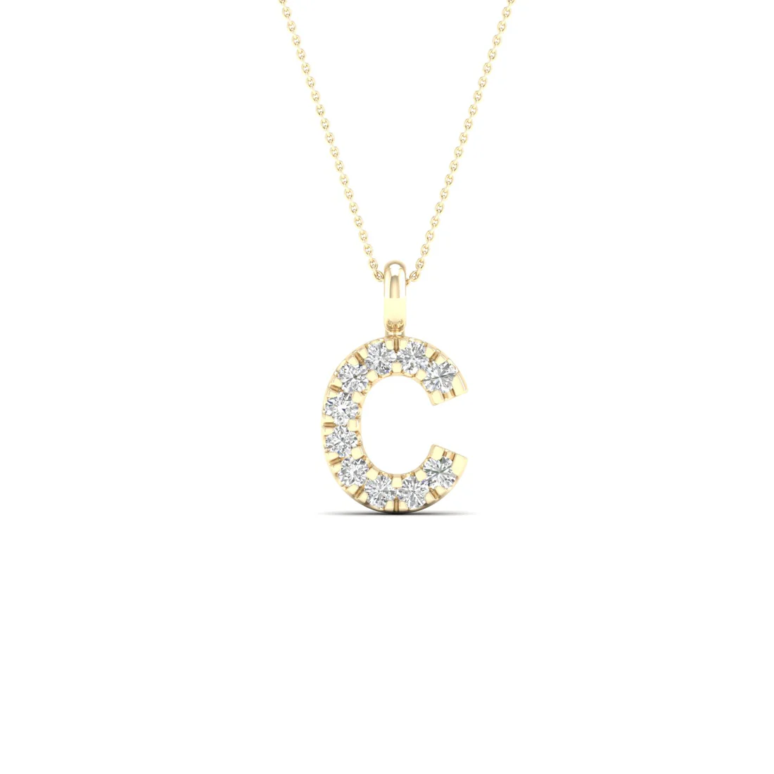 0.05 CTW Lab Grown Diamond C Initial Letter Pendant