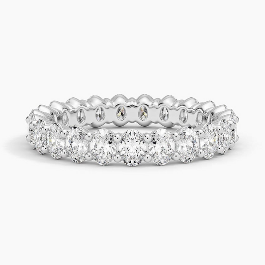Oval Eternity Lab Grown Diamonds White Gold Wedding Band For Women