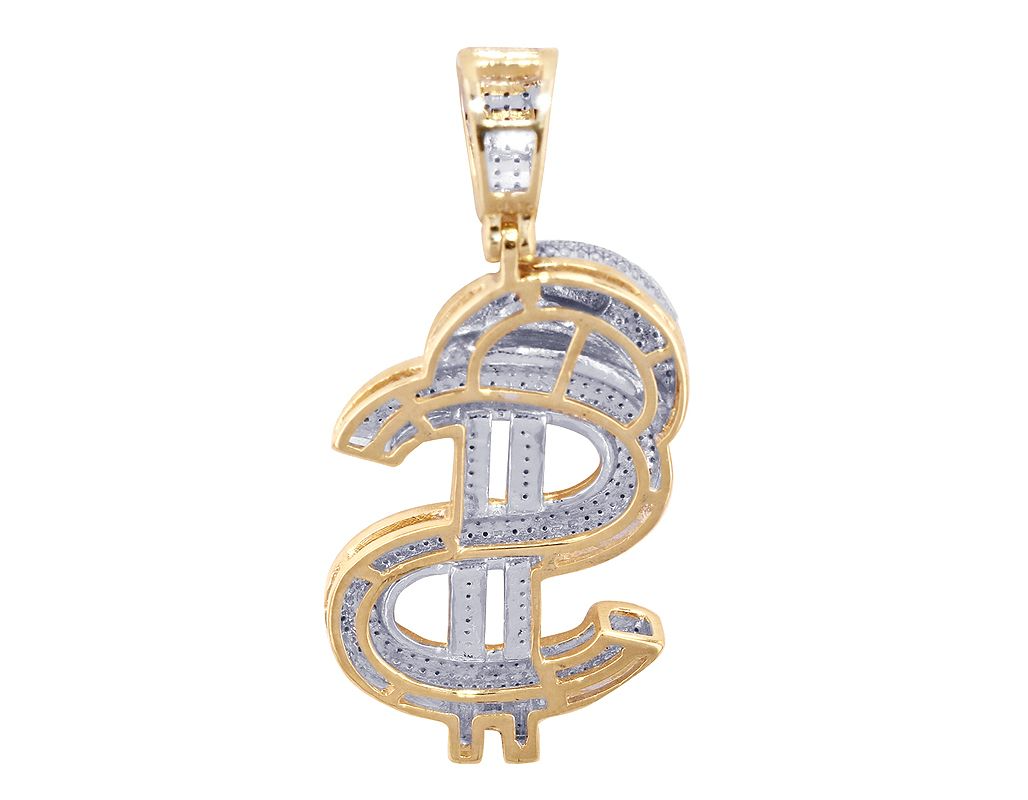 1.5 Inch 10K Gold Lab Grown Diamond $ Mario Pendant
