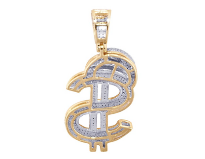 1.5 Inch 10K Gold Lab Grown Diamond $ Mario Pendant