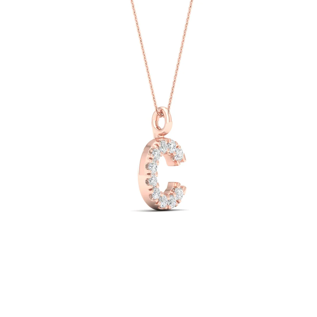 0.05 CTW Lab Grown Diamond C Initial Letter Pendant
