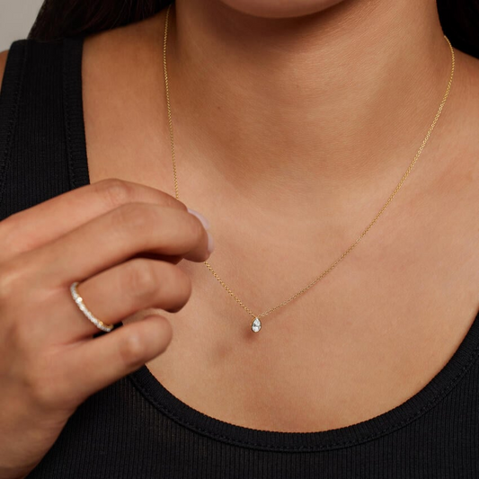 1/4 CTW Lab Grown Diamond Pear Bezel Solitaire Pendant