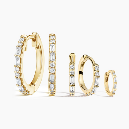 Baguette Cut Lab Grown Diamond Hoop Earring Set