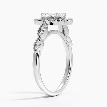 3/4CT Oval Lab Grown Diamond Halo Engagement Ring