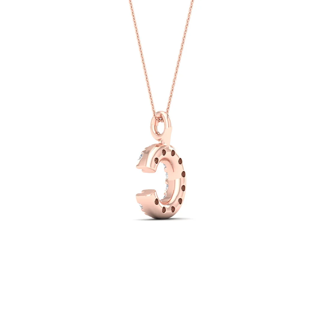 0.05 CTW Lab Grown Diamond C Initial Letter Pendant