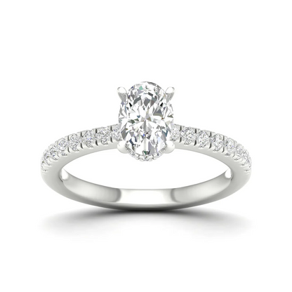 1 CTW Oval Cut Lab Grown Diamond Halo Engagement Ring