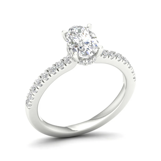 1 CTW Oval Cut Lab Grown Diamond Halo Engagement Ring