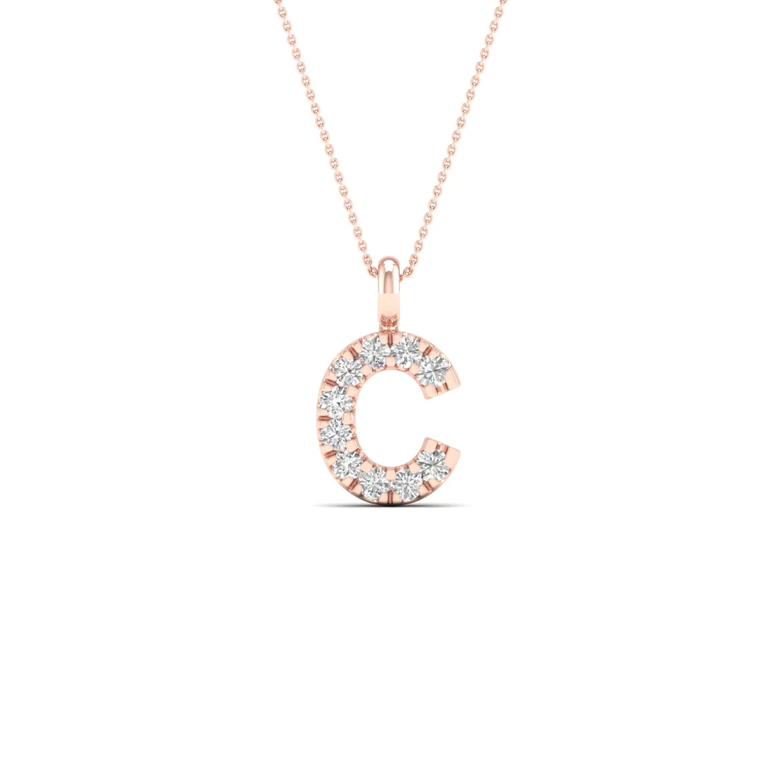 0.05 CTW Lab Grown Diamond C Initial Letter Pendant