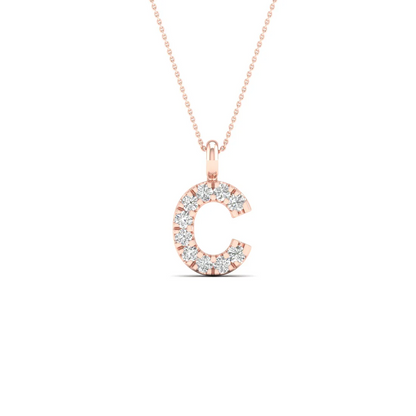 0.05 CTW Lab Grown Diamond C Initial Letter Pendant