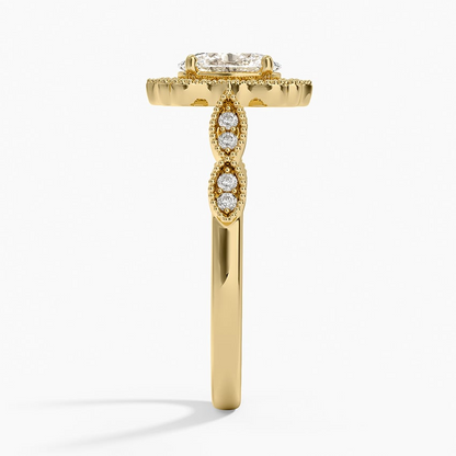3/4CT Oval Lab Grown Diamond Halo Engagement Ring