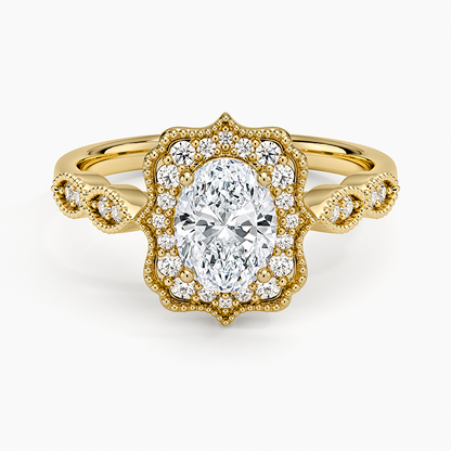 3/4CT Oval Lab Grown Diamond Halo Engagement Ring