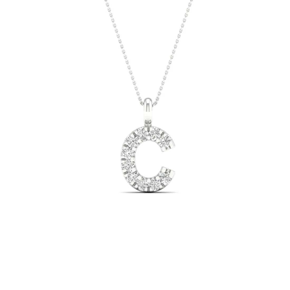 0.05 CTW Lab Grown Diamond C Initial Letter Pendant