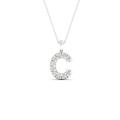 0.05 CTW Lab Grown Diamond C Initial Letter Pendant