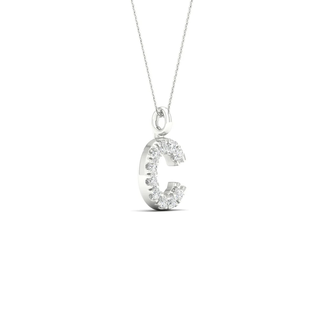 0.05 CTW Lab Grown Diamond C Initial Letter Pendant