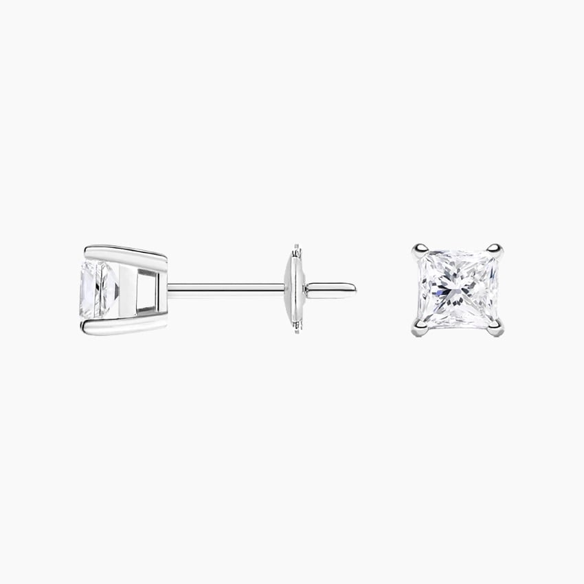 Princess Cut 1 CTW Lab Grown Diamond Stud Earrings