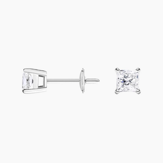 Princess Cut 1 CTW Lab Grown Diamond Stud Earrings