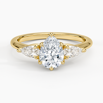 1CT Pear Lab Grown Diamond Three Stone Engagement Ring