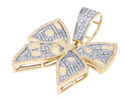 10K Gold Lab Grown Diamond 1.3" Money Ribbon Pendant