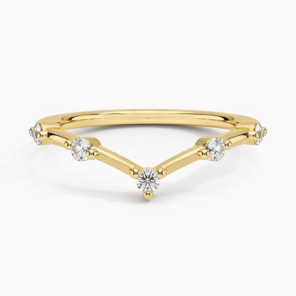 Yellow Gold Round Lab Grown Diamond Wedding Band For Women