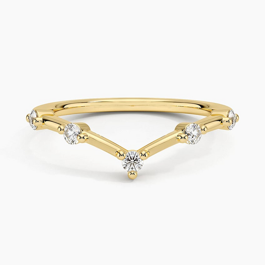 Yellow Gold Round Lab Grown Diamond Wedding Band For Women