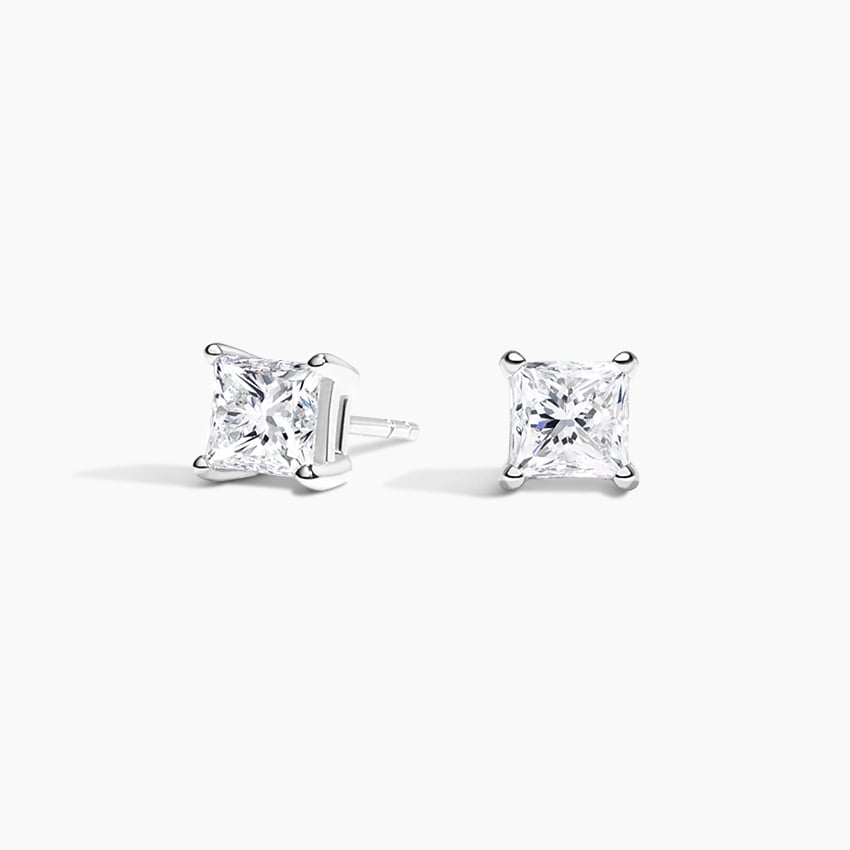 Princess Cut 1 CTW Lab Grown Diamond Stud Earrings