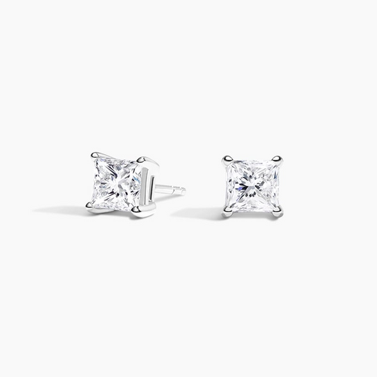 Princess Cut 1 CTW Lab Grown Diamond Stud Earrings