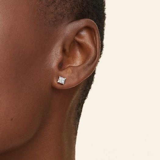 Princess Cut 1 CTW Lab Grown Diamond Stud Earrings