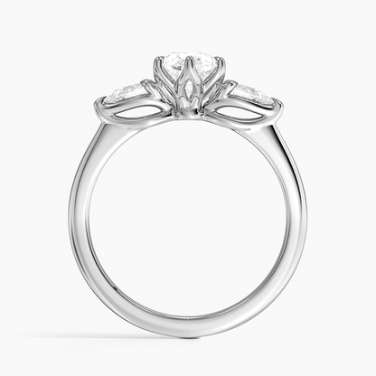 1CT Pear Lab Grown Diamond Three Stone Engagement Ring