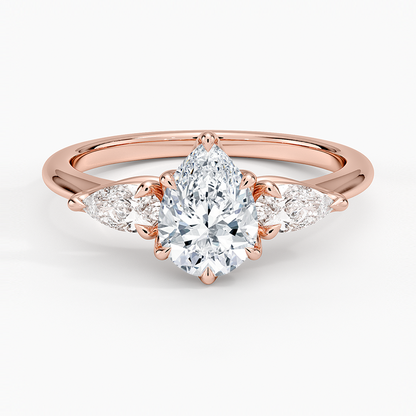 1CT Pear Lab Grown Diamond Three Stone Engagement Ring
