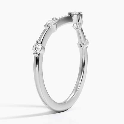 Yellow Gold Round Lab Grown Diamond Wedding Band For Women