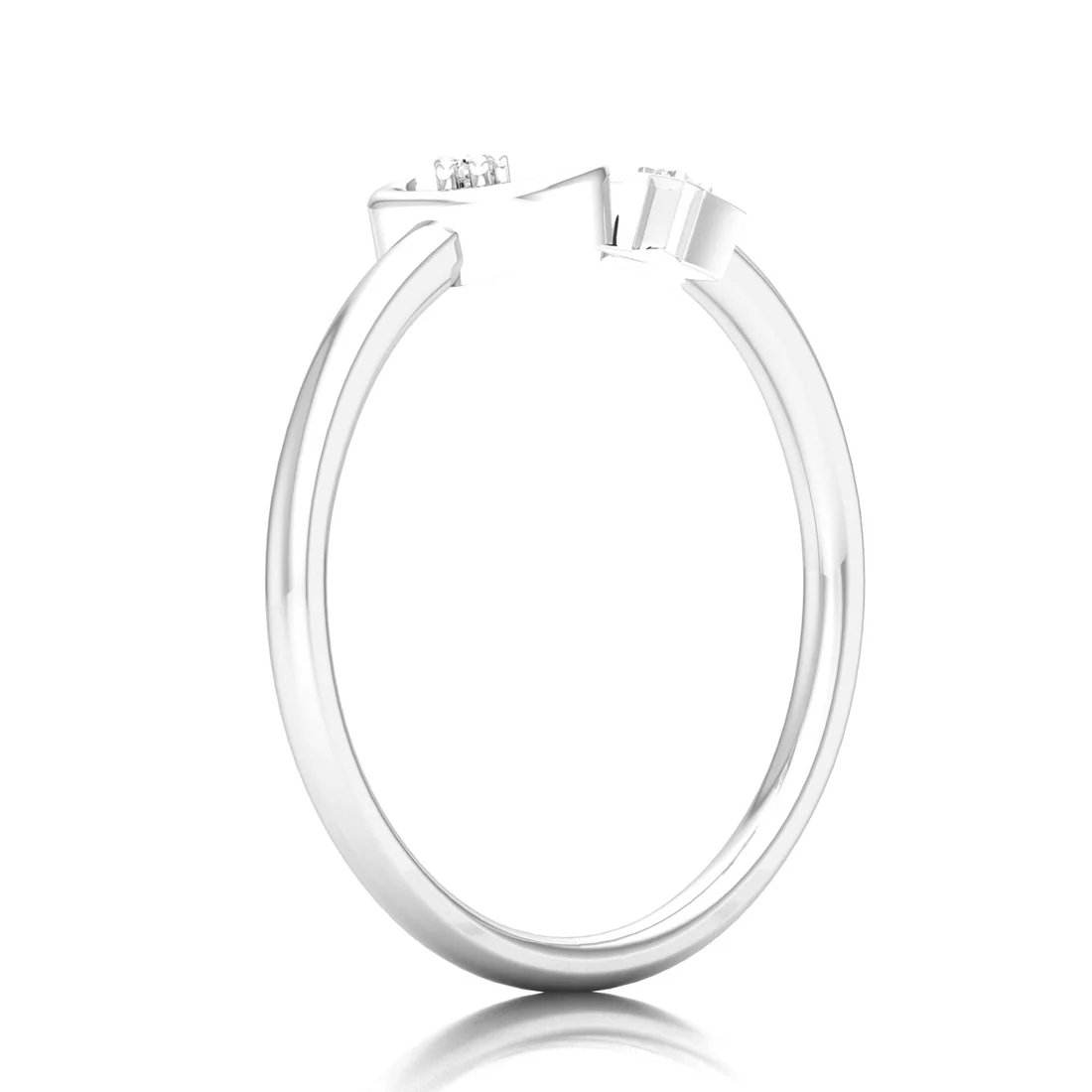 0.02Ctw Lab Grown Diamond Star and Moon Fashion Wedding Band