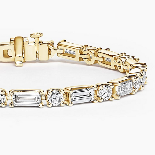 7CTW 7 inch Baguette and Round Lab Grown Diamond Tennis Bracelet