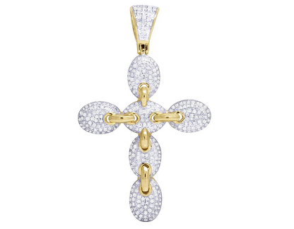 1.7 Inch Lab Grown Diamond Mariner Link Cross Pendant