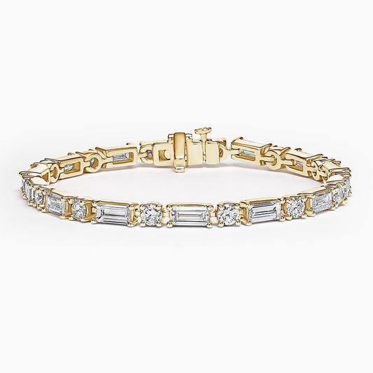 7CTW 7 inch Baguette and Round Lab Grown Diamond Tennis Bracelet