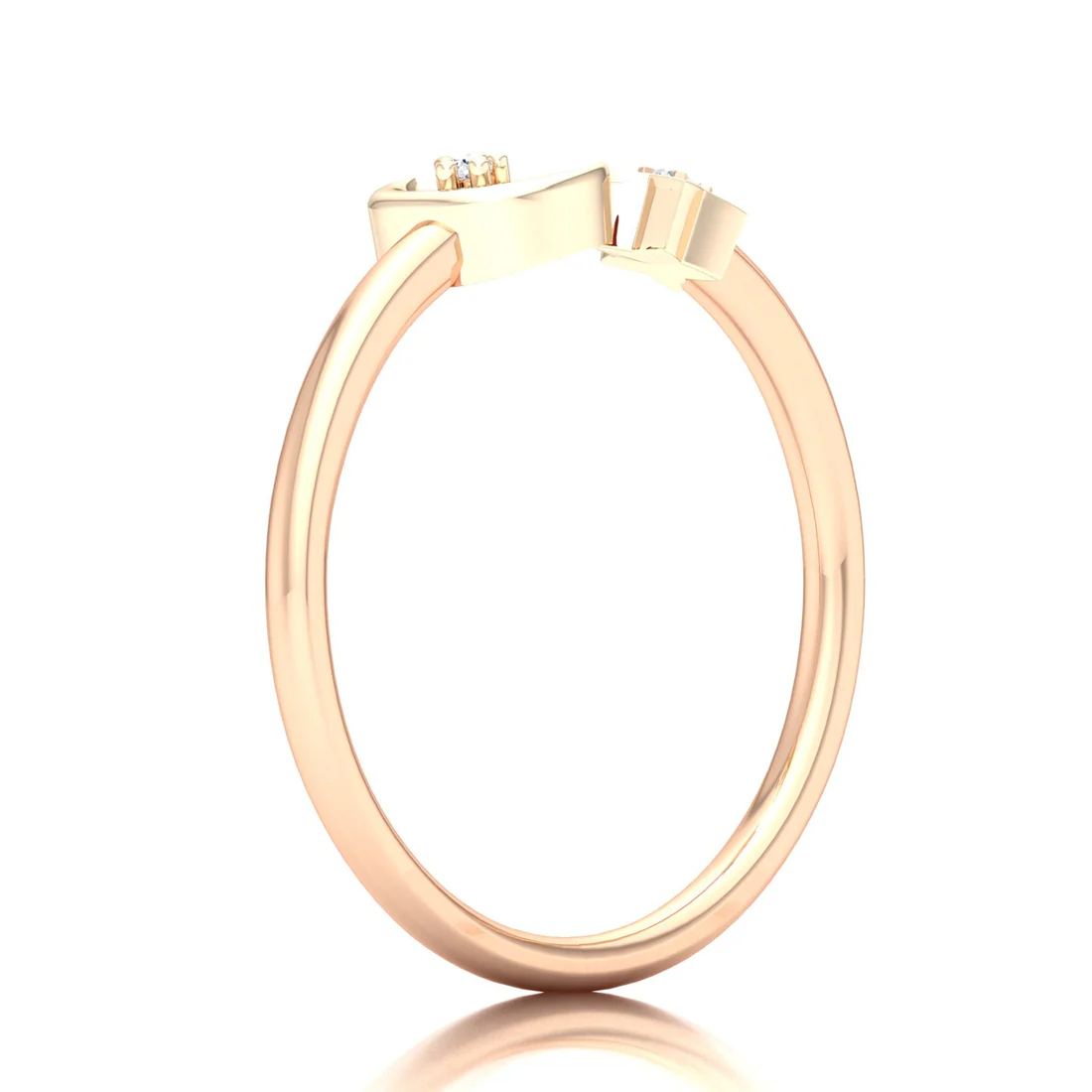 0.02Ctw Lab Grown Diamond Star and Moon Fashion Wedding Band