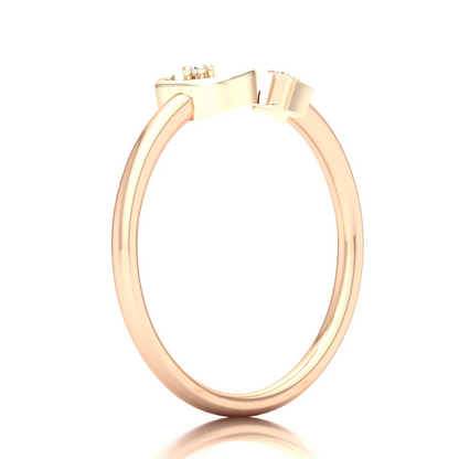 0.02Ctw Lab Grown Diamond Star and Moon Fashion Wedding Band