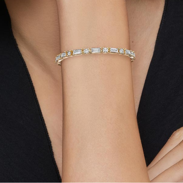 7CTW 7 inch Baguette and Round Lab Grown Diamond Tennis Bracelet