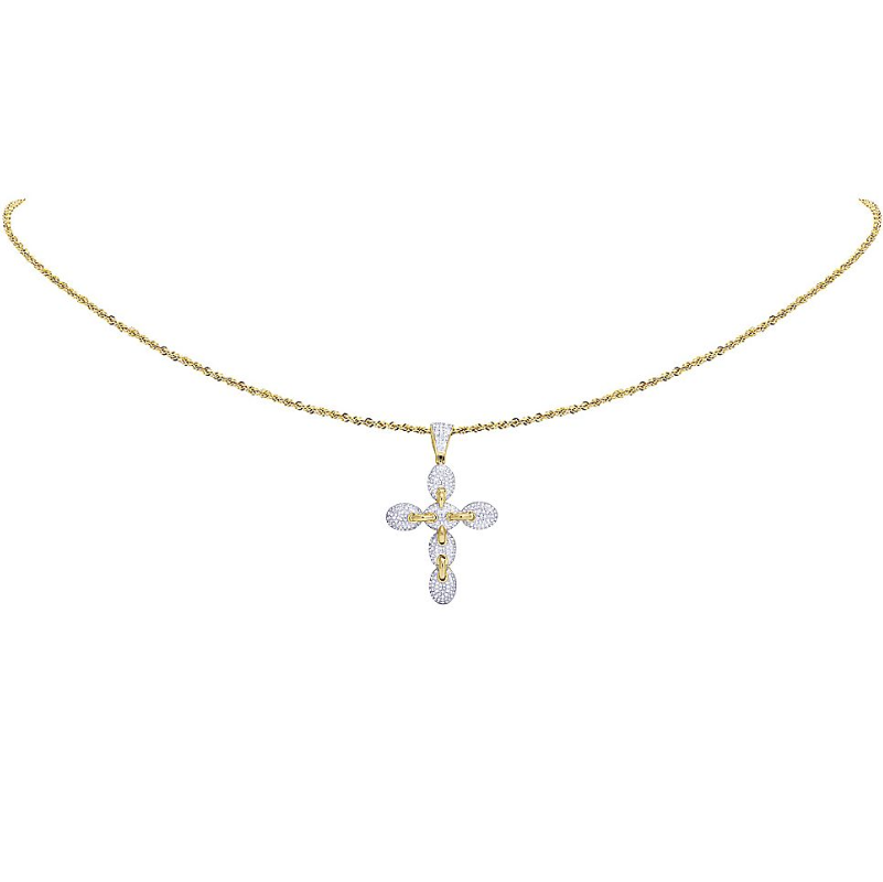 1.7 Inch Lab Grown Diamond Mariner Link Cross Pendant