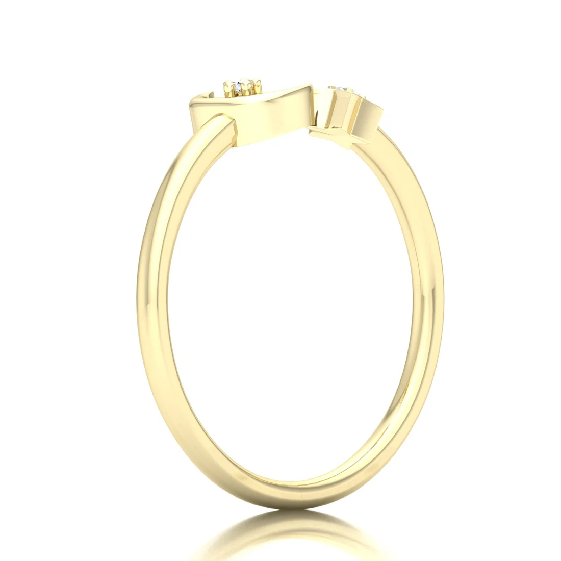 0.02Ctw Lab Grown Diamond Star and Moon Fashion Wedding Band