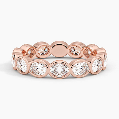 East West Bezel Oval Eternity Lab Diamond Diamond Wedding Band