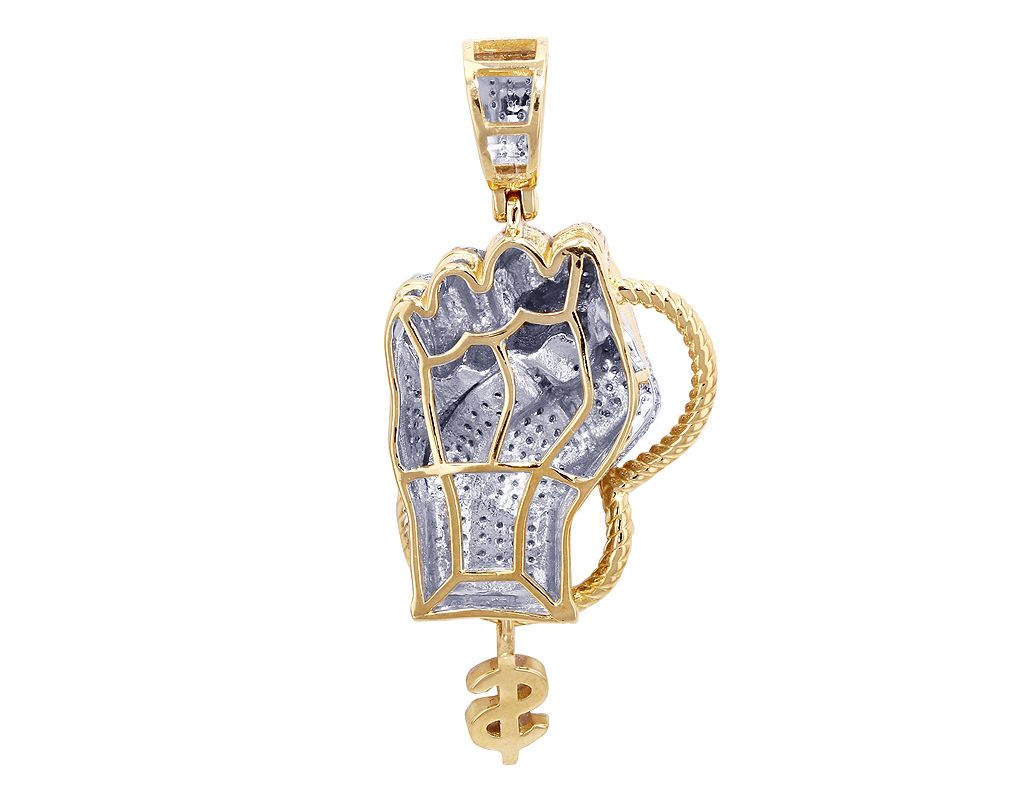 2 Inch Lab Grown Diamond 10K Gold BLM Fist Pendant