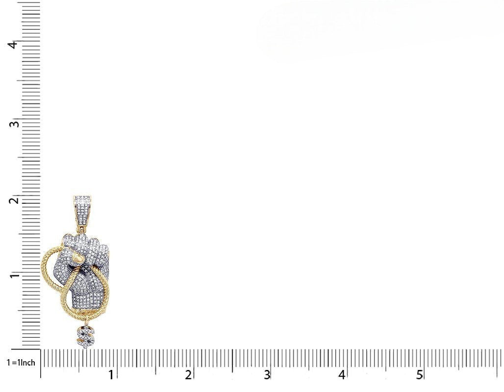 2 Inch Lab Grown Diamond 10K Gold BLM Fist Pendant
