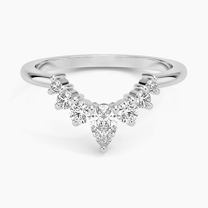 0.37CTW Round And Pear Lab Grown Diamond Yellow Gold Wedding Band