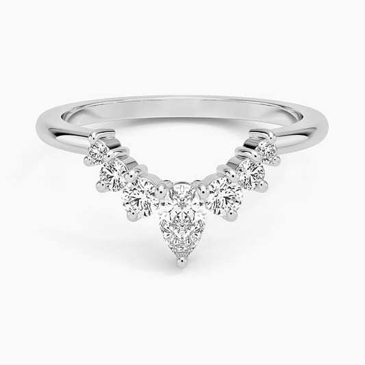 0.37CTW Round And Pear Lab Grown Diamond Yellow Gold Wedding Band