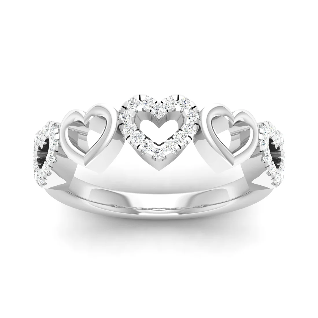 0.20Ctw Lab Grown Diamond Heart Fashion Stackable Wedding Band