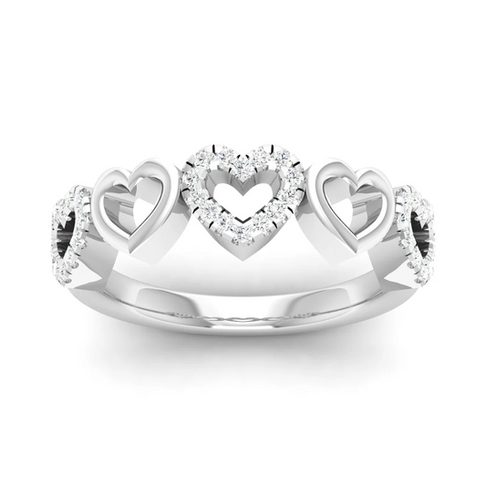0.20Ctw Lab Grown Diamond Heart Fashion Stackable Wedding Band