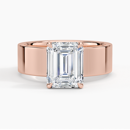 2CT Emerald Lab Grown Diamond Gold Solitaire Ring