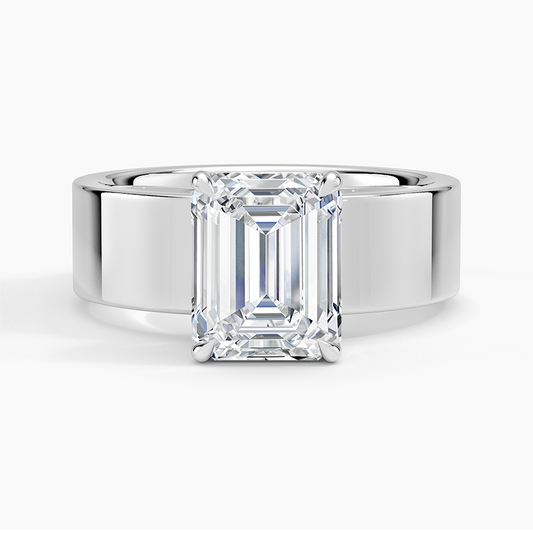 2CT Emerald Lab Grown Diamond Gold Solitaire Ring