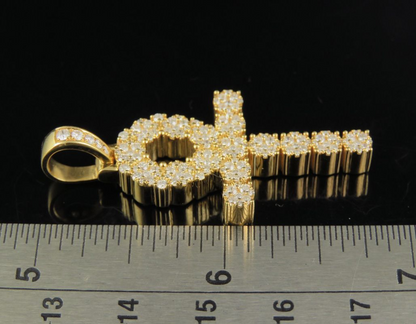 1.8 Inch Lab Grown Diamond 10K Cluster Ankh Cross Pendant
