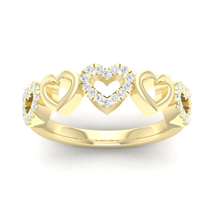 0.20Ctw Lab Grown Diamond Heart Fashion Stackable Wedding Band